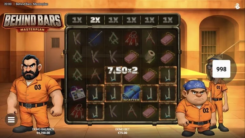Behind Bars Masterplan - big win in a scatter pays cascade
